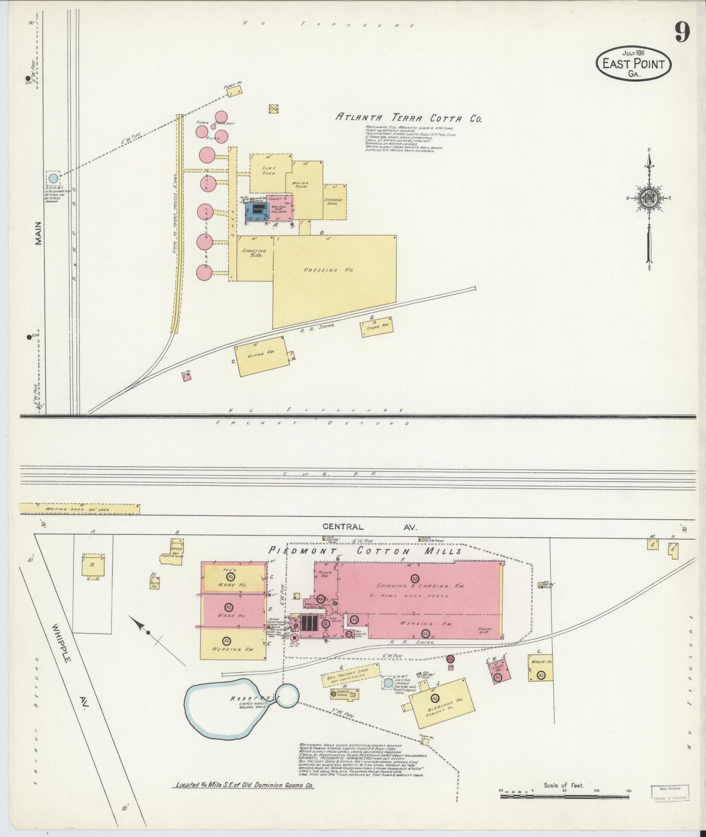 Sanborn Fire Insurance Map from East Point, Fulton County, Georgia (1911), Sheet #0009 - Complete Map Set gallery image, historic Sanborn map, vintage wall art, Georgia Georgia
