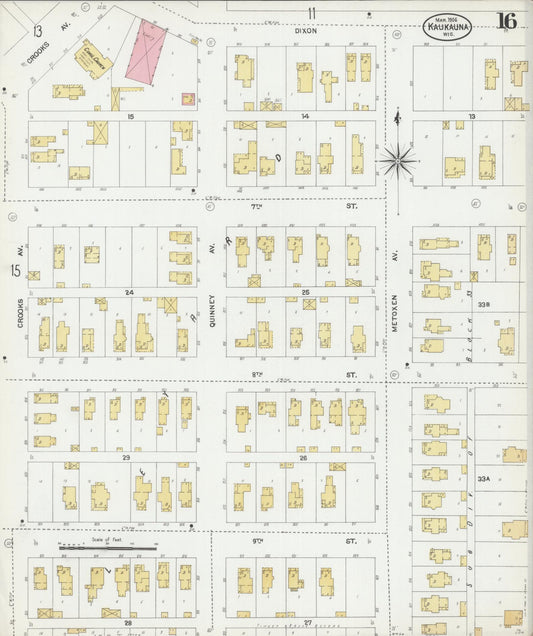 Sanborn Fire Insurance Map from Kaukauna, Outagamie County, Wisconsin (1906), Sheet #0016 - Historic Sanborn Fire Insurance Map Print, vintage old map wall art, antique decor, genealogy gift, Wisconsin Wisconsin map