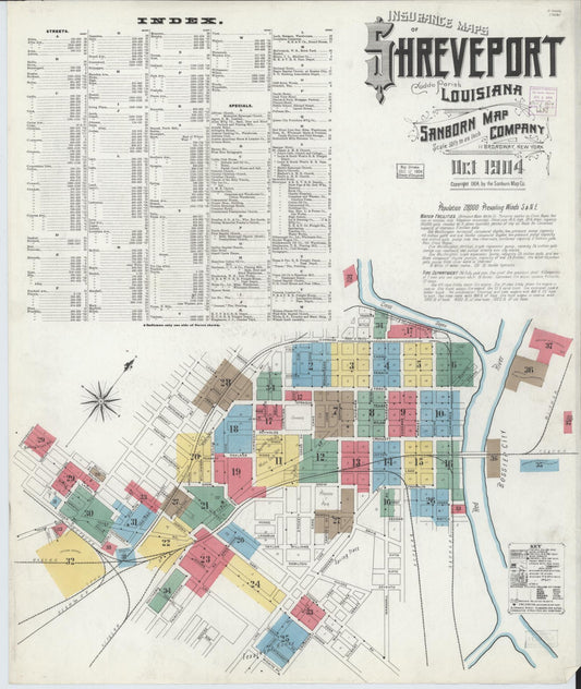 Sanborn Fire Insurance Map from Shreveport, Caddo Parish, Louisiana. (1904) – Historic Sanborn Fire Insurance Map Print