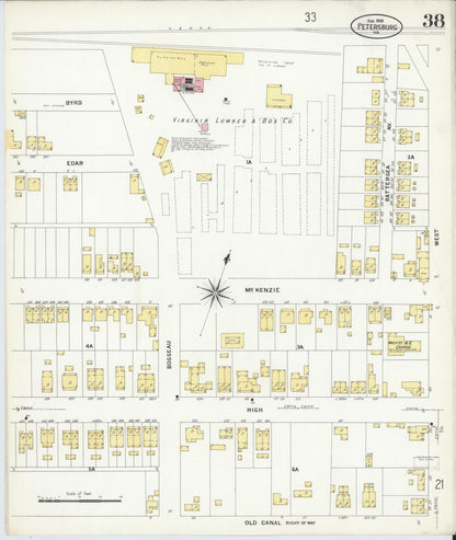 Sanborn Fire Insurance Map from Petersburg, Independent Cities, Virginia (1908), Sheet #0038 - Complete Map Set gallery image, historic Sanborn map, vintage wall art, Virginia Virginia