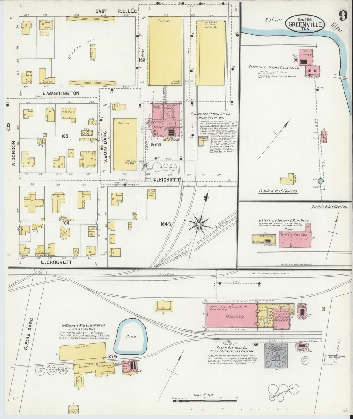 Sanborn Fire Insurance Map from Greenville, Hunt County, Texas (1903), Sheet #0009 - Complete Map Set gallery image, historic Sanborn map, vintage wall art, Texas Texas