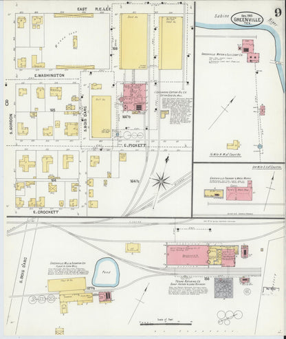 Sanborn Fire Insurance Map from Greenville, Hunt County, Texas (1903), Sheet #0009 - Complete Map Set gallery image, historic Sanborn map, vintage wall art, Texas Texas