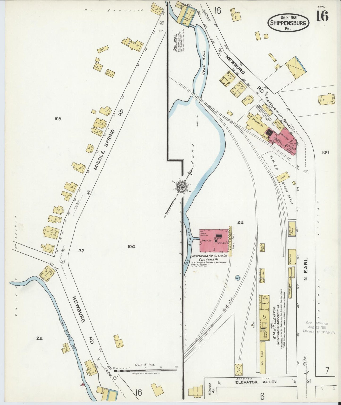 Sanborn Fire Insurance Map from Shippensburg, Cumberland And Franklin Counties, Pennsylvania (1921), Sheet #0016 - Historic Sanborn Fire Insurance Map Print, vintage old map wall art, antique decor, genealogy gift, Counties Pennsylvania map