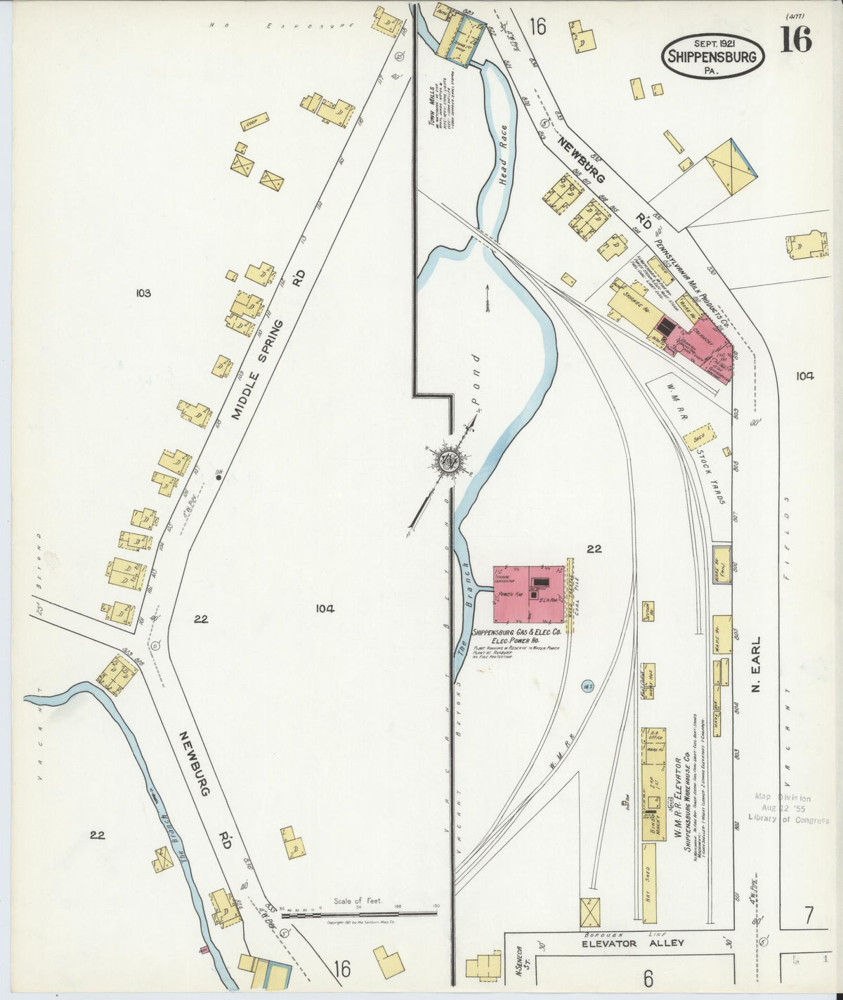 Sanborn Fire Insurance Map from Shippensburg, Cumberland And Franklin Counties, Pennsylvania (1921), Sheet #0016 - Historic Sanborn Fire Insurance Map Print, vintage old map wall art, antique decor, genealogy gift, Counties Pennsylvania map
