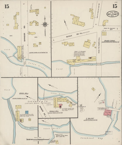 Sanborn Fire Insurance Map from Belfast, Waldo County, Maine (1923), Sheet #0015 - Complete Map Set gallery image, historic Sanborn map, vintage wall art, Maine Maine