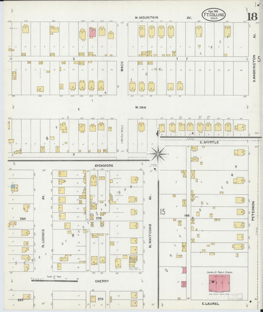 Sanborn Fire Insurance Map from Fort Collins, Larimer County, Colorado (1906), Sheet #0018 - Historic Sanborn Fire Insurance Map Print, vintage old map wall art, antique decor, genealogy gift, Colorado Colorado map