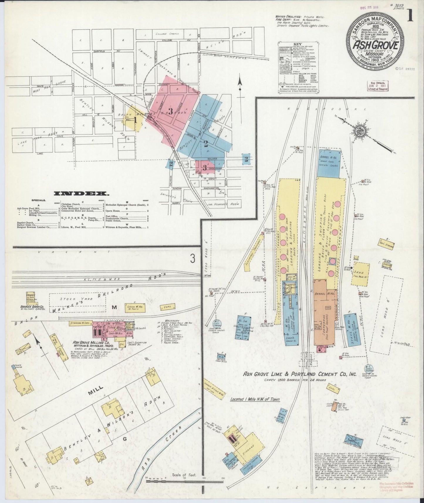 Sanborn Fire Insurance Map from Ash Grove, Greene County, Missouri (1910), Sheet #0001 - Complete Map Set gallery image, historic Sanborn map, vintage wall art, Missouri Missouri