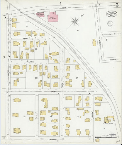 Sanborn Fire Insurance Map from Clinton, Worcester County, Massachusetts (1899), Sheet #0005 - Historic Sanborn Fire Insurance Map Print, vintage old map wall art, antique decor, genealogy gift, Massachusetts Massachusetts map