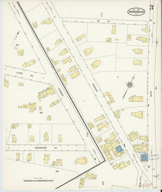 Sanborn Fire Insurance Map from Warrensburg, Warren County, New York (1912), Sheet #0003 - Historic Sanborn Fire Insurance Map Print, vintage old map wall art, antique decor, genealogy gift, New York New York map