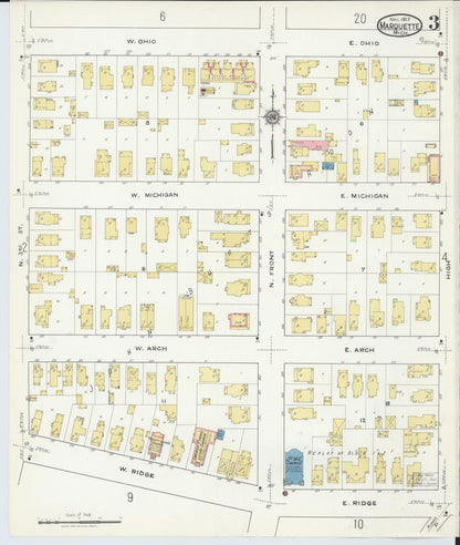 Sanborn Fire Insurance Map from Marquette, Marquette County, Michigan (1917), Sheet #0003 - Complete Map Set gallery image, historic Sanborn map, vintage wall art, Michigan Michigan