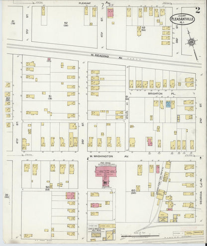 Sanborn Fire Insurance Map from Pleasantville, Atlantic County, New Jersey (1917), Sheet #0002 - Historic Sanborn Fire Insurance Map Print, vintage old map wall art, antique decor, genealogy gift, New Jersey New Jersey map