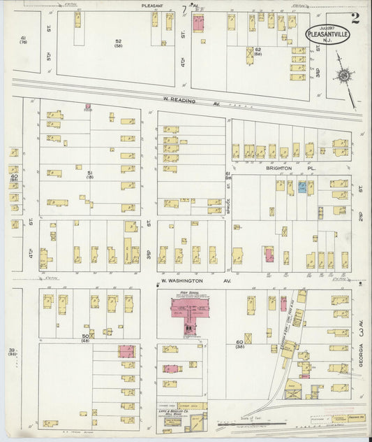 Sanborn Fire Insurance Map from Pleasantville, Atlantic County, New Jersey (1917), Sheet #0002 - Historic Sanborn Fire Insurance Map Print, vintage old map wall art, antique decor, genealogy gift, New Jersey New Jersey map