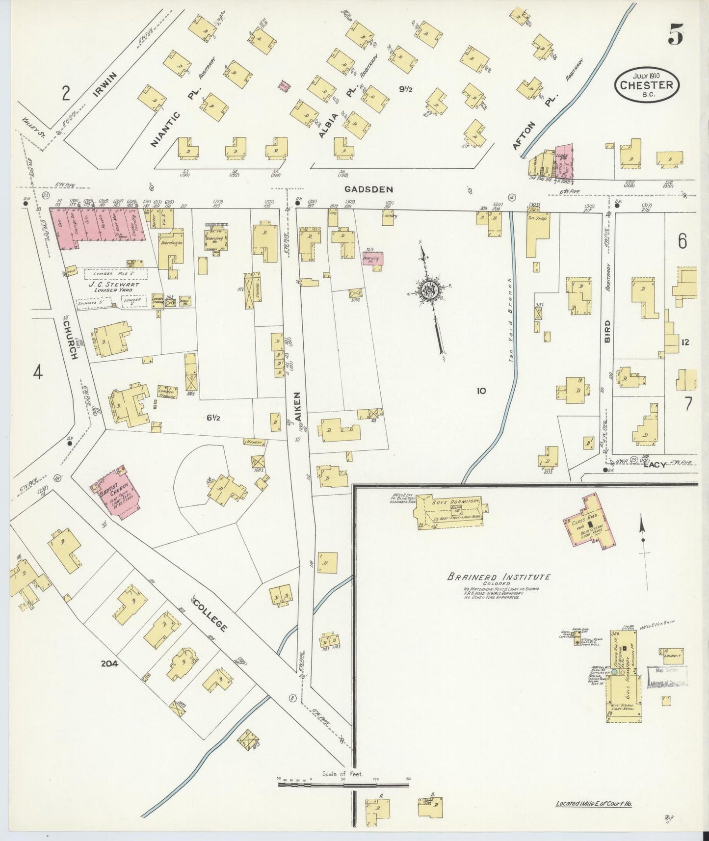 Sanborn Fire Insurance Map from Chester, Chester County, South Carolina (1910), Sheet #0005 - Complete Map Set gallery image, historic Sanborn map, vintage wall art, South Carolina South Carolina
