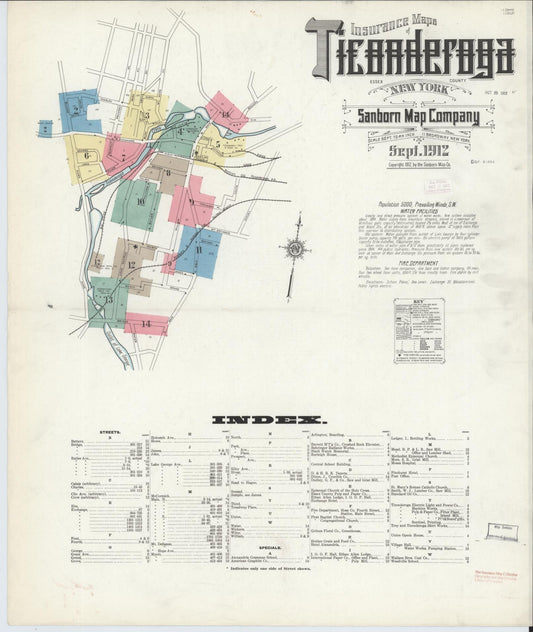 Sanborn Fire Insurance Map from Ticonderoga, Essex County, New York (1912), Sheet #0001 - Complete Map Set gallery image, historic Sanborn map, vintage wall art, New York New York