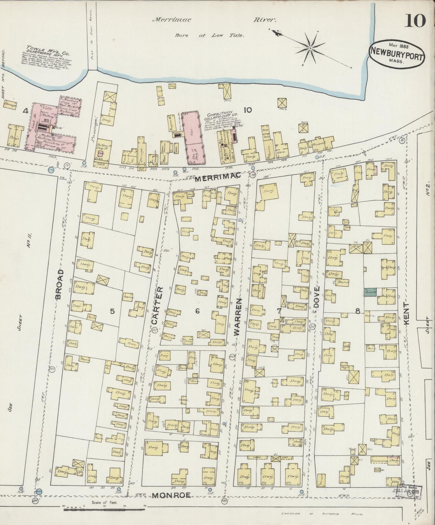 Sanborn Fire Insurance Map from Newburyport, Essex County, Massachusetts (1888), Sheet #0010 - Complete Map Set gallery image, historic Sanborn map, vintage wall art, Massachusetts Massachusetts