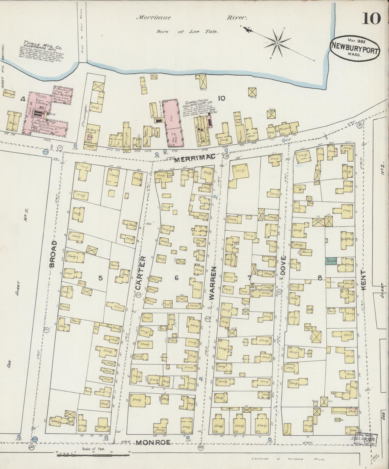 Sanborn Fire Insurance Map from Newburyport, Essex County, Massachusetts (1888), Sheet #0010 - Complete Map Set gallery image, historic Sanborn map, vintage wall art, Massachusetts Massachusetts