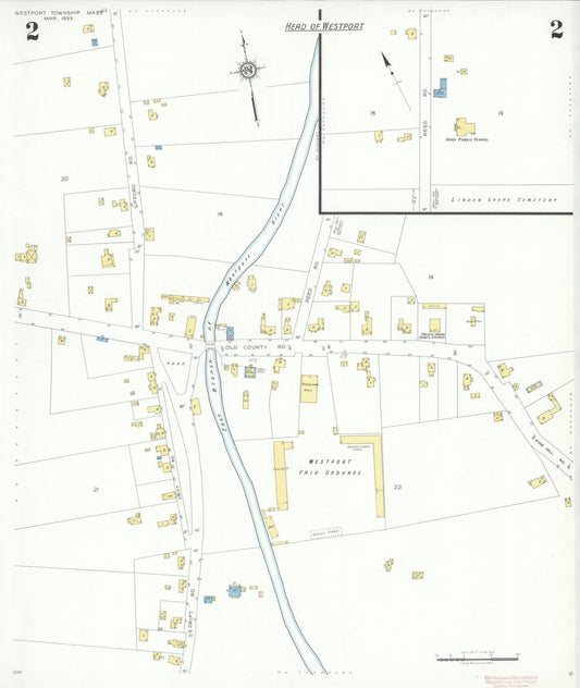 Sanborn Fire Insurance Map from Westport Township, Bristol County, Massachusetts (1933), Sheet #0002 - Historic Sanborn Fire Insurance Map Print, vintage old map wall art, antique decor, genealogy gift, Massachusetts Massachusetts map