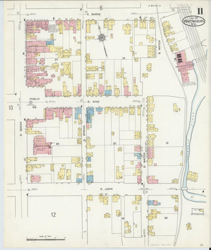 Sanborn Fire Insurance Map from Martinsburg, Berkeley County, West Virginia (1913), Sheet #0011 - Complete Map Set gallery image, historic Sanborn map, vintage wall art, West Virginia West Virginia