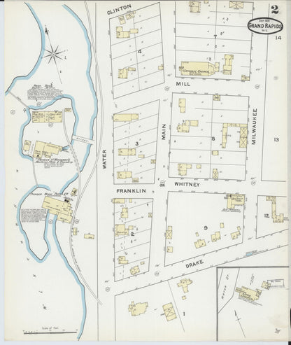 Sanborn Fire Insurance Map from Grand Rapids, Wood County, Wisconsin (1891), Sheet #0002 - Complete Map Set gallery image, historic Sanborn map, vintage wall art, Wisconsin Wisconsin