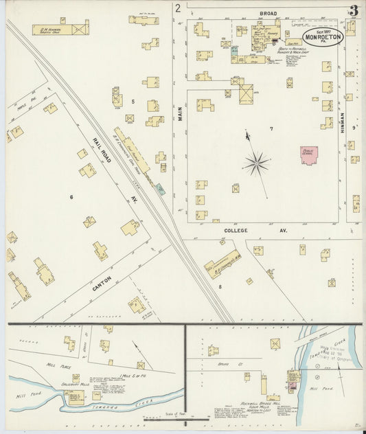 Sanborn Fire Insurance Map from Monroeton, Bradford County, Pennsylvania (1897), Sheet #0003 - Historic Sanborn Fire Insurance Map Print, vintage old map wall art, antique decor, genealogy gift, Pennsylvania Pennsylvania map