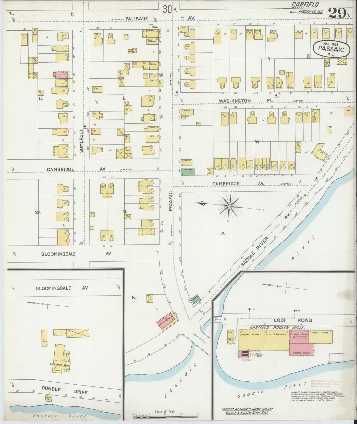 Sanborn Fire Insurance Map from Passaic, Passaic County, New Jersey (1899), Sheet #0029 - Complete Map Set gallery image, historic Sanborn map, vintage wall art, New Jersey New Jersey