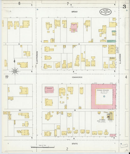 Sanborn Fire Insurance Map from Albany, Dougherty County, Georgia (1905), Sheet #0003 - Complete Map Set gallery image, historic Sanborn map, vintage wall art, Georgia Georgia