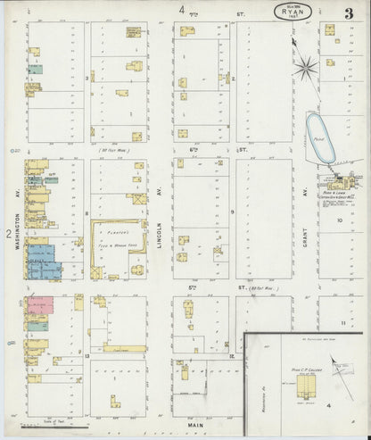 Sanborn Fire Insurance Map from Ryan, Jefferson County, Oklahoma (1896), Sheet #0003 - Complete Map Set gallery image, historic Sanborn map, vintage wall art, Oklahoma Oklahoma
