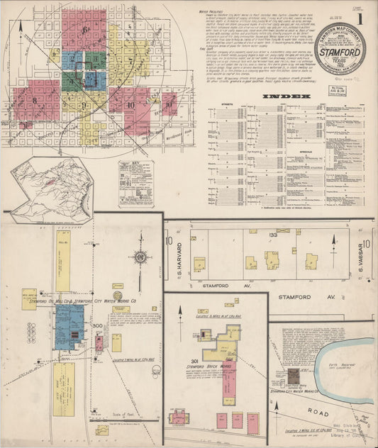 Sanborn Fire Insurance Map from Stamford, Jones County, Texas (1922), Sheet #0001 - Historic Sanborn Fire Insurance Map Print, vintage old map wall art, antique decor, genealogy gift, Texas Texas map