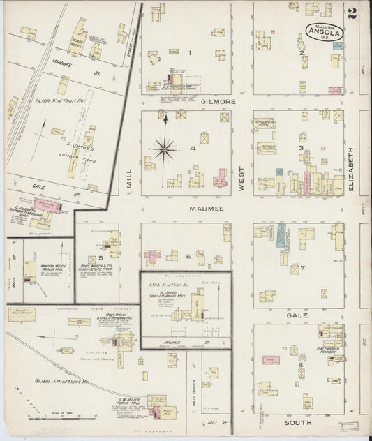 Sanborn Fire Insurance Map from Angola, Steuben County, Indiana (1886), Sheet #0002 - Historic Sanborn Fire Insurance Map Print, vintage old map wall art, antique decor, genealogy gift, Indiana Indiana map