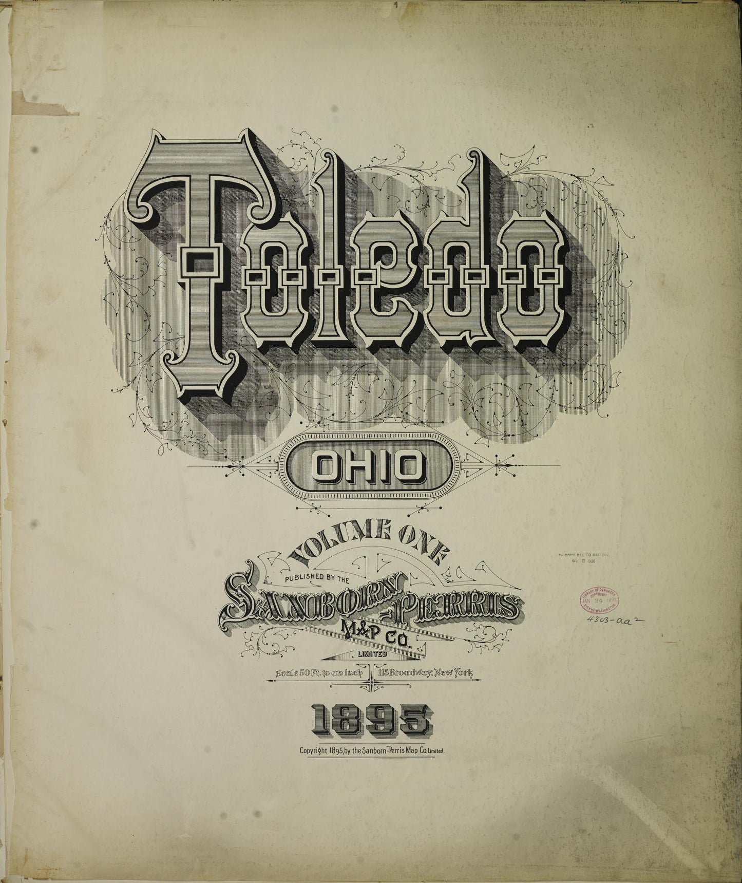 Sanborn Fire Insurance Map from Toledo, Lucas County, Ohio (1895), Sheet #0001 - Complete Map Set gallery image, historic Sanborn map, vintage wall art, Ohio Ohio
