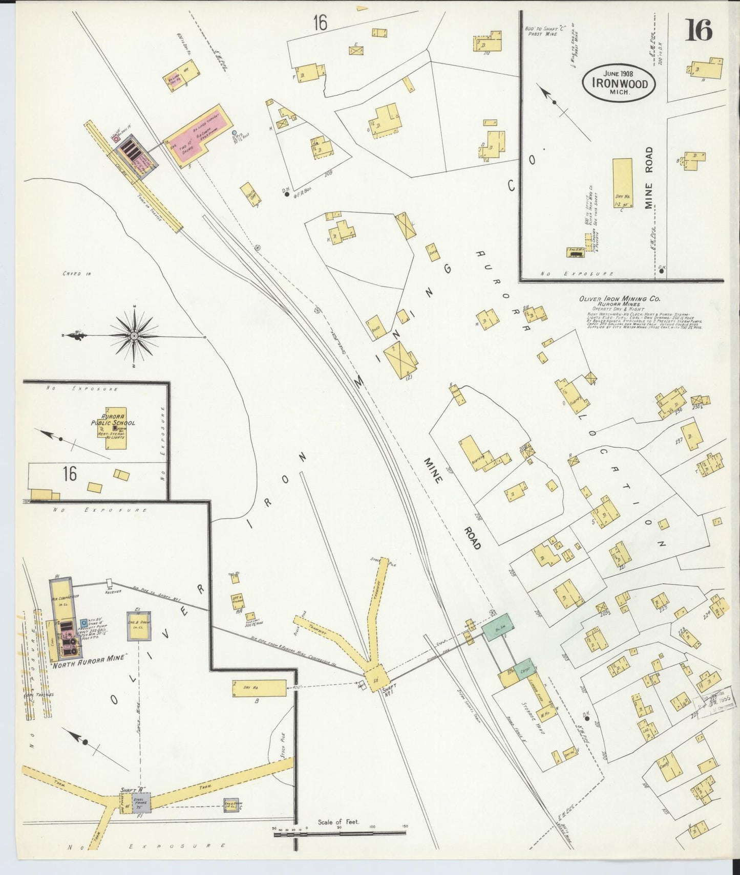 Sanborn Fire Insurance Map from Ironwood, Gogebic County, Michigan (1908), Sheet #0016 - Historic Sanborn Fire Insurance Map Print, vintage old map wall art, antique decor, genealogy gift, Michigan Michigan map