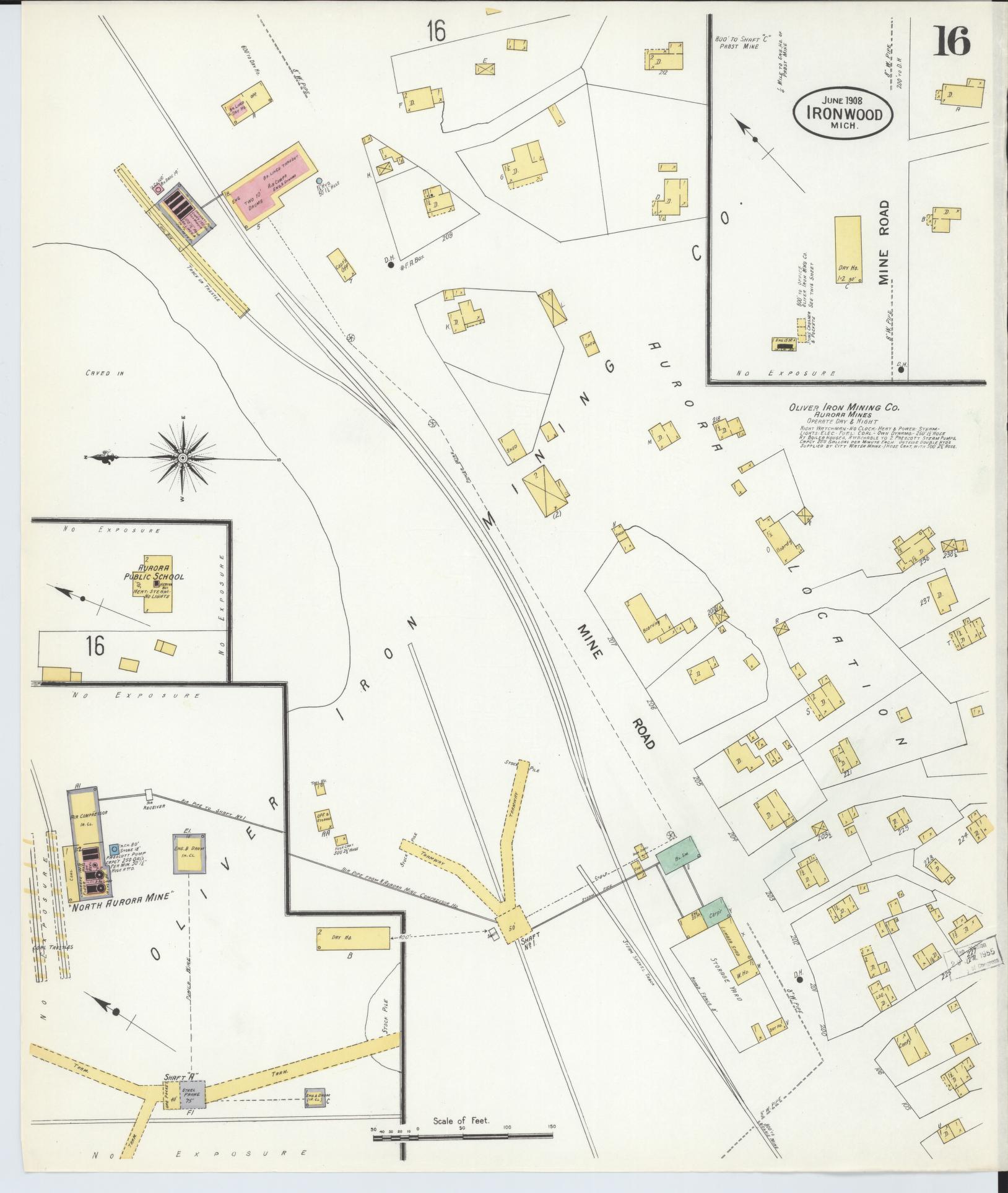 Sanborn Fire Insurance Map from Ironwood, Gogebic County, Michigan (1908), Sheet #0016 - Historic Sanborn Fire Insurance Map Print, vintage old map wall art, antique decor, genealogy gift, Michigan Michigan map