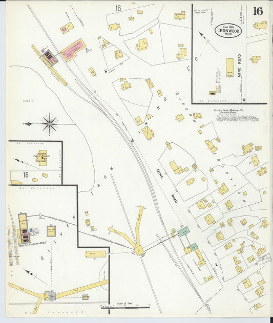 Sanborn Fire Insurance Map from Ironwood, Gogebic County, Michigan (1908), Sheet #0016 - Historic Sanborn Fire Insurance Map Print, vintage old map wall art, antique decor, genealogy gift, Michigan Michigan map