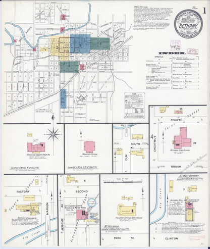 Sanborn Fire Insurance Map from Bethany, Harrison County, Missouri (1909), Sheet #0001 - Complete Map Set gallery image, historic Sanborn map, vintage wall art, Missouri Missouri