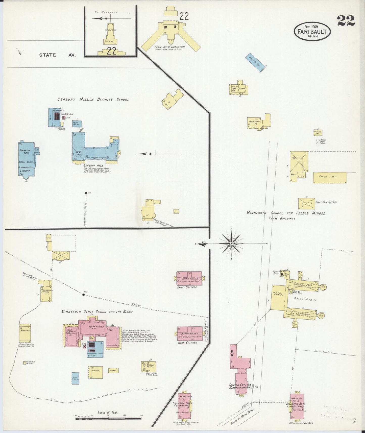 Sanborn Fire Insurance Map from Faribault, Rice County, Minnesota (1909), Sheet #0022 - Complete Map Set gallery image, historic Sanborn map, vintage wall art, Minnesota Minnesota