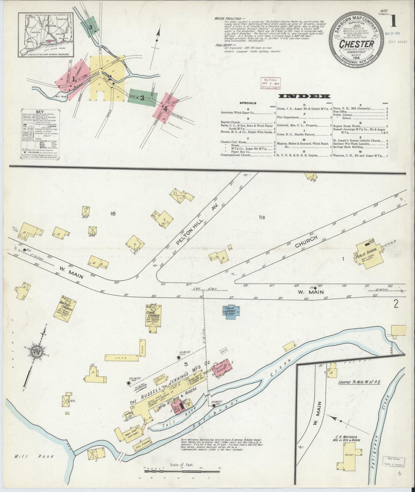 Sanborn Fire Insurance Map from Chester, Middlesex County, Connecticut (1914), Sheet #0001 - Complete Map Set gallery image, historic Sanborn map, vintage wall art, Connecticut Connecticut