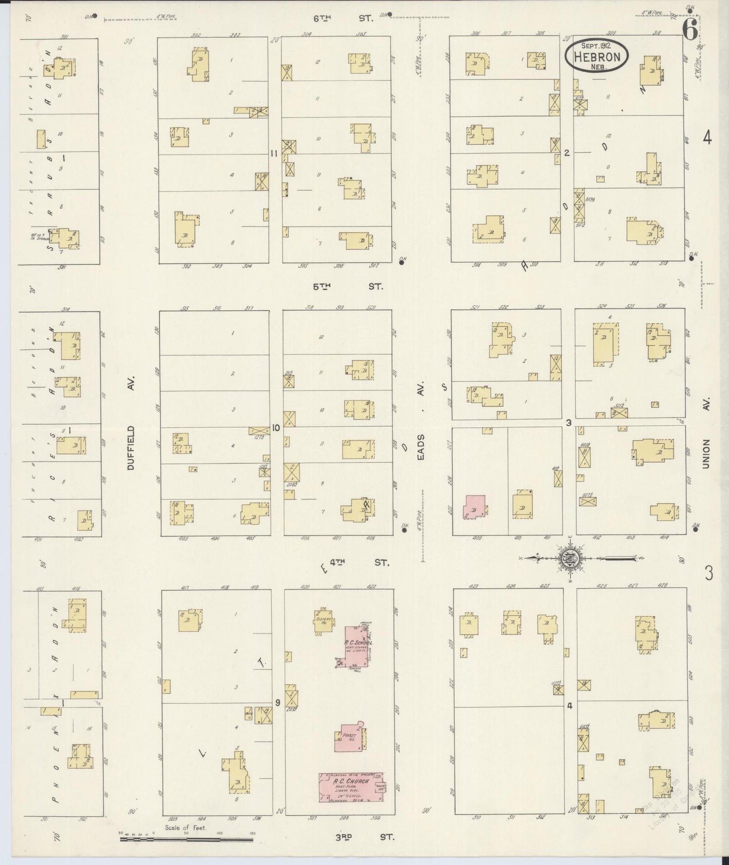 Sanborn Fire Insurance Map from Hebron, Thayer County, Nebraska (1912), Sheet #0006 - Complete Map Set gallery image, historic Sanborn map, vintage wall art, Nebraska Nebraska