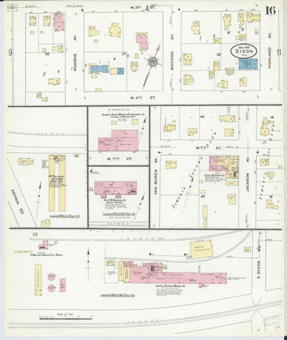 Sanborn Fire Insurance Map from Dixon, Lee County, Illinois (1910), Sheet #0016 - Historic Sanborn Fire Insurance Map Print, vintage old map wall art, antique decor, genealogy gift, Illinois Illinois map