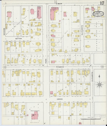 Sanborn Fire Insurance Map from Danville, Vermilion County, Illinois (1895), Sheet #0017 - Complete Map Set gallery image, historic Sanborn map, vintage wall art, Illinois Illinois