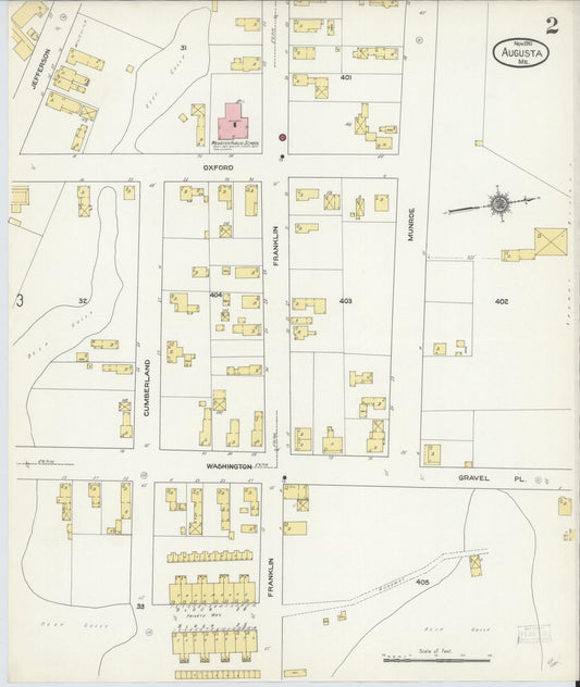 Sanborn Fire Insurance Map from Augusta, Kennebec County, Maine (1910), Sheet #0002 - Historic Sanborn Fire Insurance Map Print, vintage old map wall art, antique decor, genealogy gift, Maine Maine map