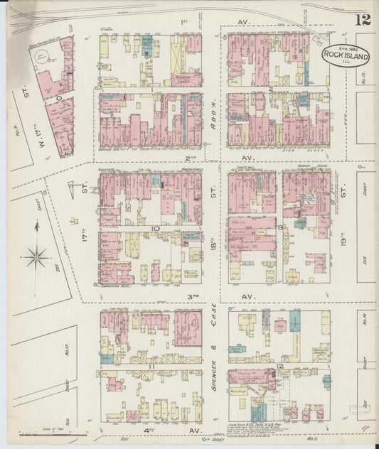 Sanborn Fire Insurance Map from Rock Island, Rock Island County, Illinois (1886), Sheet #0012 - Historic Sanborn Fire Insurance Map Print, vintage old map wall art, antique decor, genealogy gift, Illinois Illinois map