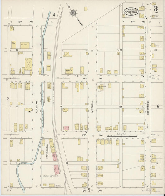 Sanborn Fire Insurance Map from Hastings, Cambria County, Pennsylvania (1915), Sheet #0003 - Historic Sanborn Fire Insurance Map Print, vintage old map wall art, antique decor, genealogy gift, Pennsylvania Pennsylvania map