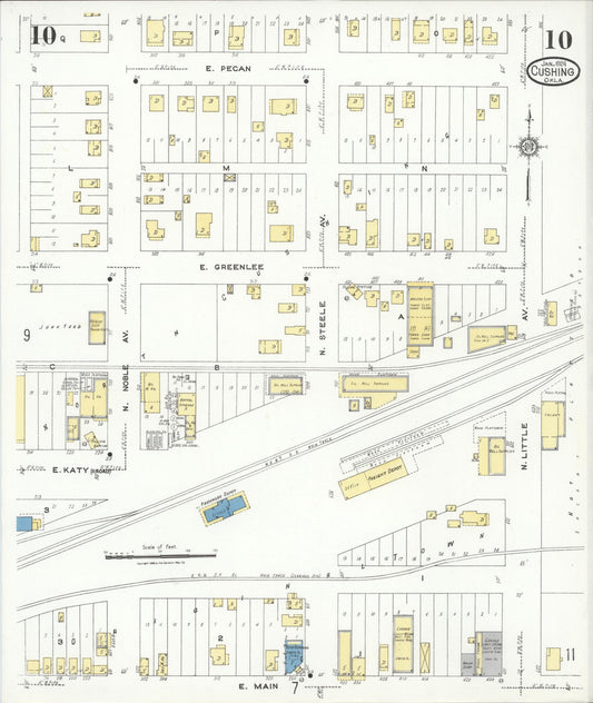 Sanborn Fire Insurance Map from Cushing, Payne County, Oklahoma (1924), Sheet #0010 - Historic Sanborn Fire Insurance Map Print, vintage old map wall art, antique decor, genealogy gift, Oklahoma Oklahoma map