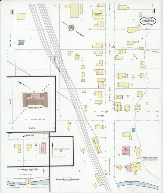 Sanborn Fire Insurance Map from Newaygo, Newaygo County, Michigan (1930), Sheet #0004 - Historic Sanborn Fire Insurance Map Print, vintage old map wall art, antique decor, genealogy gift, Michigan Michigan map