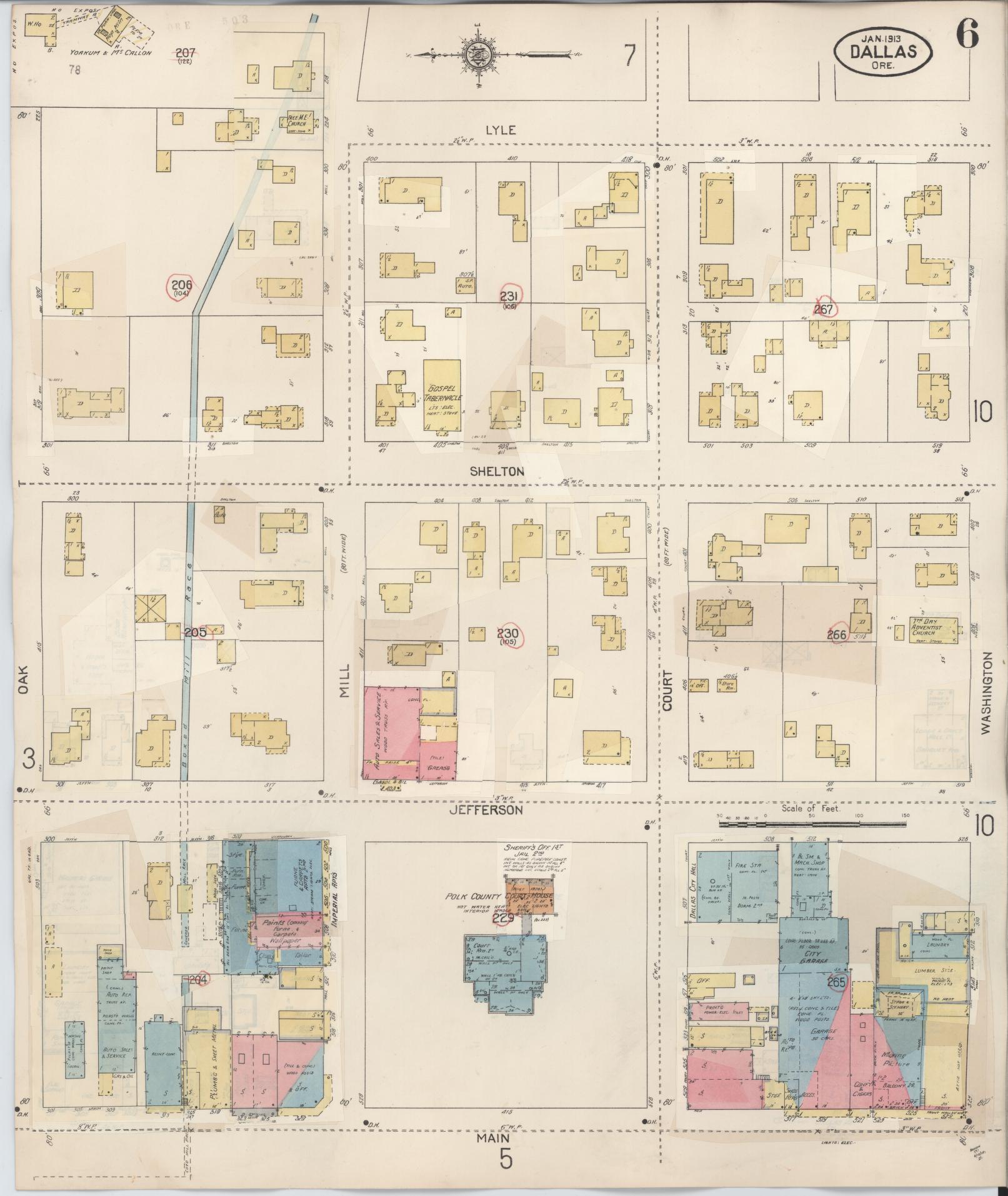 Sanborn Fire Insurance Map from Dallas, Polk County, Oregon (1939), Sheet #0006 - Complete Map Set gallery image, historic Sanborn map, vintage wall art, Oregon Oregon