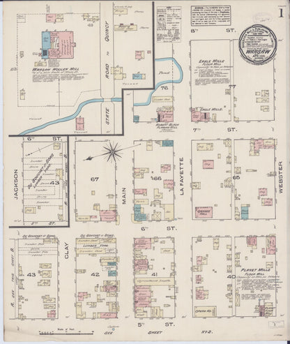 Sanborn Fire Insurance Map from Warsaw, Hancock County, Illinois (1885), Sheet #0001 - Historic Sanborn Fire Insurance Map Print, vintage old map wall art, antique decor, genealogy gift, Illinois Illinois map
