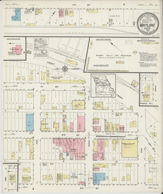 Sanborn Fire Insurance Map from Maitland, Holt County, Missouri (1915), Sheet #0001 - Historic Sanborn Fire Insurance Map Print, vintage old map wall art, antique decor, genealogy gift, Missouri Missouri map