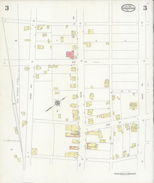 Sanborn Fire Insurance Map from Grampian, Clearfield County, Pennsylvania (1930), Sheet #0003 - Historic Sanborn Fire Insurance Map Print, vintage old map wall art, antique decor, genealogy gift, Pennsylvania Pennsylvania map