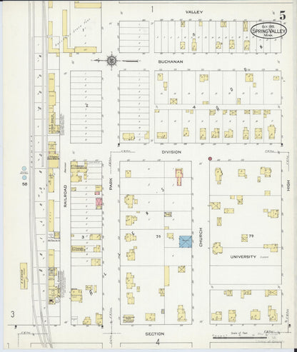Sanborn Fire Insurance Map from Spring Valley, Fillmore County, Minnesota (1915), Sheet #0005 - Complete Map Set gallery image, historic Sanborn map, vintage wall art, Minnesota Minnesota