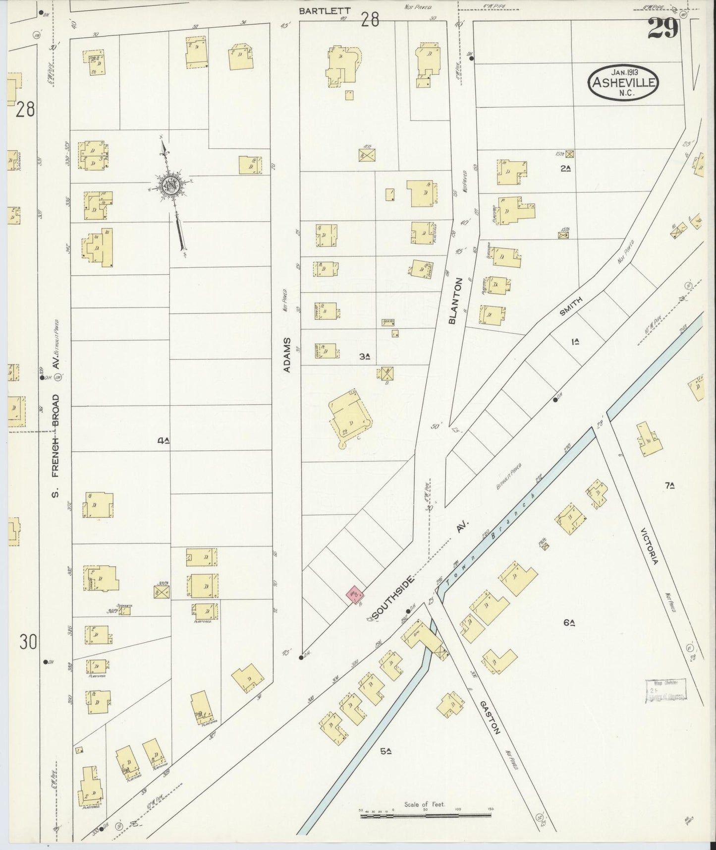 Sanborn Fire Insurance Map from Asheville, Buncombe County, North Carolina (1913), Sheet #0029 - Complete Map Set gallery image, historic Sanborn map, vintage wall art, North Carolina North Carolina